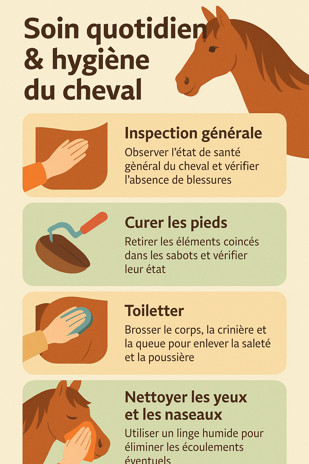 Soin Quotidien & Hygiène : Les Bases du Bien-Être Équin